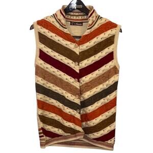 Amrita Vintage Womens Striped Multicolor Knit Vest Small